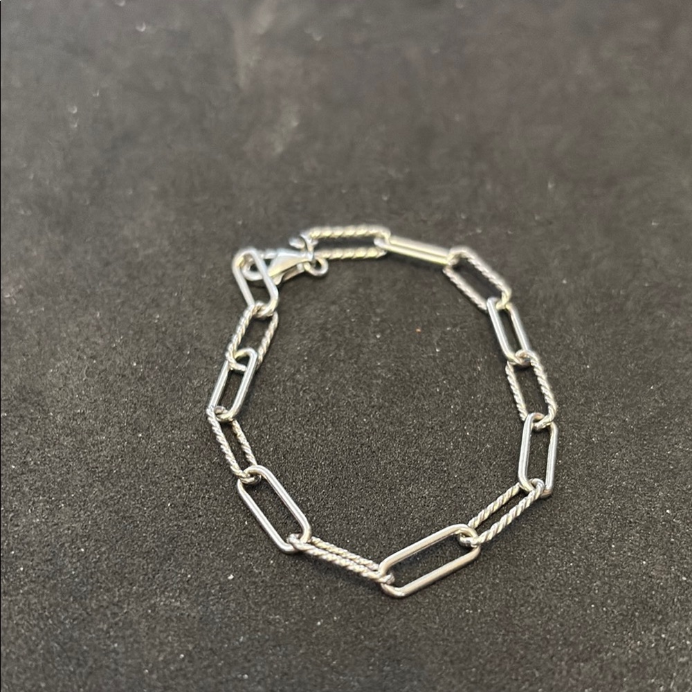 Silver-Tone Mixed Paperclip Link Bracelet